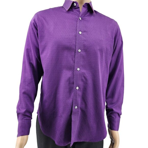 Robert Graham Mens Purple Textured Long Sleeve Button-Up Shirt - Picture 1 of 9